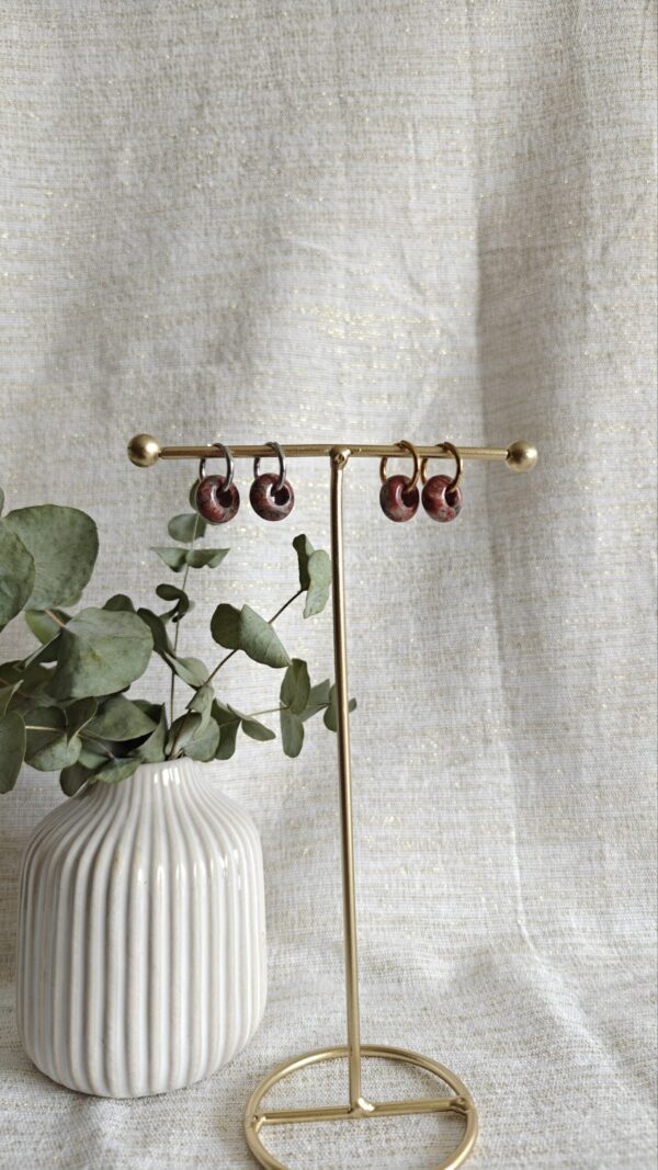 Natuursteen Donut Huggie, Rood en Zwart